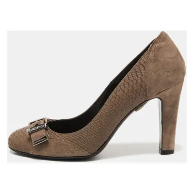 Loriblu Brown Suede and Embossed Python Pumps Size 37.5