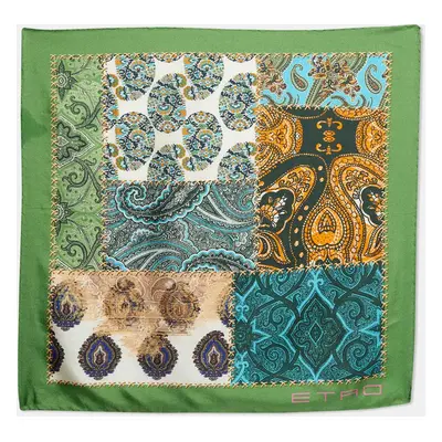 Etro Green Paisley Print Silk Handkerchief Scarf