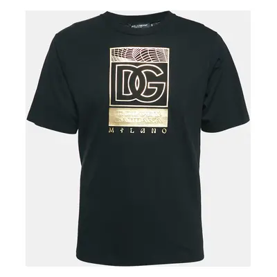 Dolce & Gabbana Black Logo Print Cotton Jersey T-Shirt