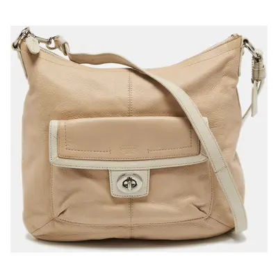 Coach Light Beige/White Leather Penelope Hobo