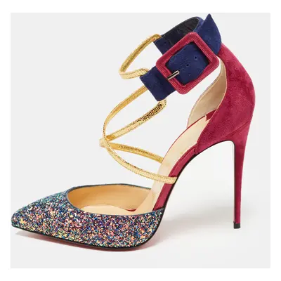 Christian Louboutin Multicolor Suede and Glitter Suzzanne Pumps Size