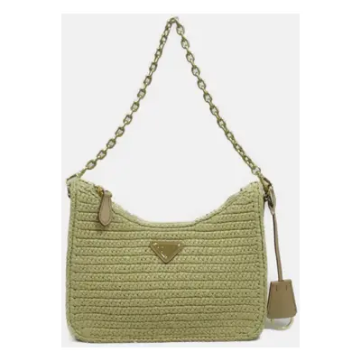 Prada Yarn Raffia Effect Crochet Re-Edition Shoulder Bag