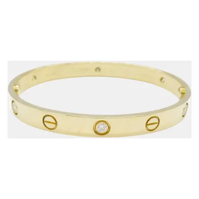 Cartier Love Half Diamond Bracelet 18k Gold Clear Metal