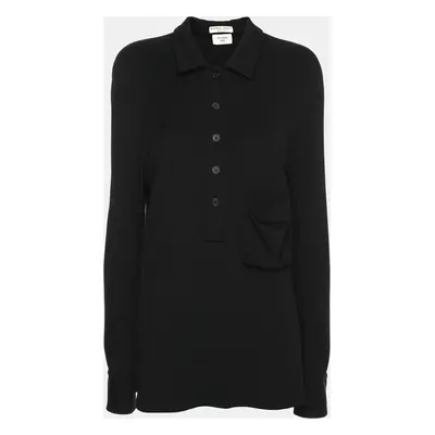 Bottega Veneta Black Viscose Blend Long Sleeve Polo Shirt