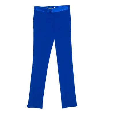 Diane Von Furstenberg Cobalt Blue Textured Crepe Genesis Long Pants