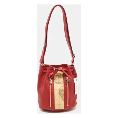 Alviero Martini 1A Classe Dark Red Leather Geo Bucket Bag