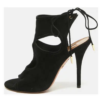 Aquazzura Black Suede Sexy Thing Sandals Size