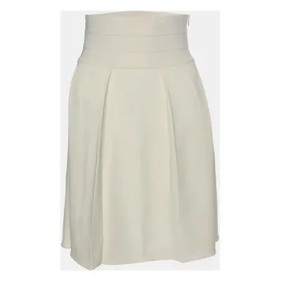 Emporio Armani Cream Viscose Blend Pleated Mini Skirt