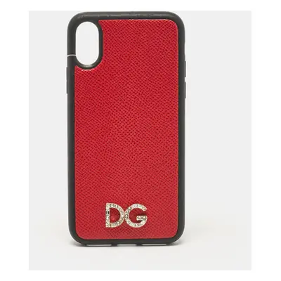 Dolce & Gabbana Red/Black DG Logo Crystals iPhone X Case