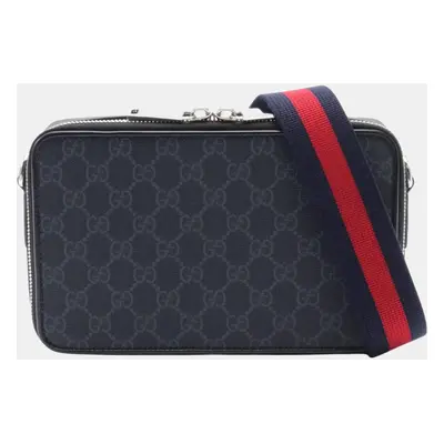 Gucci Black Coated Canvas Leather GG Supreme Shoulder Bag