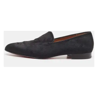 Christian Louboutin Black Calf Hair Slip On Loafers Size