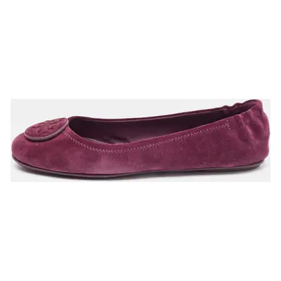 Tory Burch Purple Suede Minnie Travel Ballet Flats Size