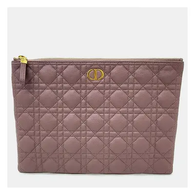 Christian Dior Mauve Leather Cannage Caro Daily Clutch