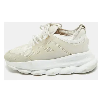 Versace White Suede and PVC Chain Reaction Sneakers Size