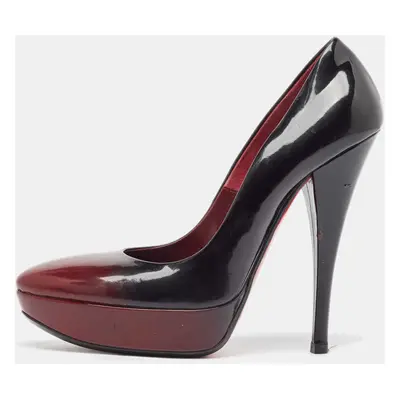 Loriblu Black/Burgundy Ombre Patent Leather Platform Pumps Size