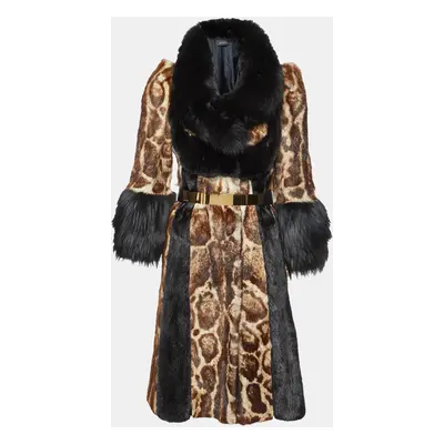 Gucci Brown/Black Fur Belted Long Coat