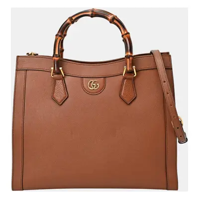 Gucci Brown Leather Bamboo Diana Medium Tote Bag