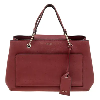 DKNY Dark Red Leather Front Pocket Tote