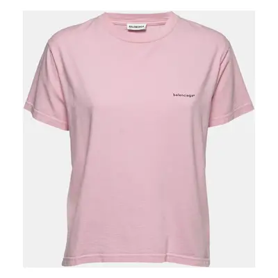 Balenciaga Pink Cotton Logo T-Shirt