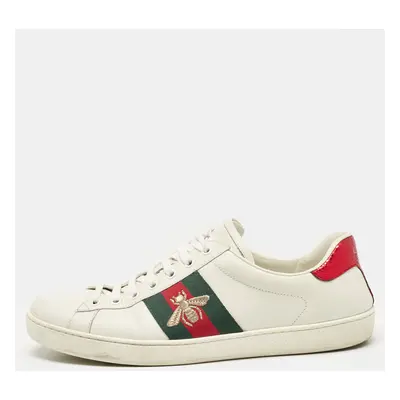 Gucci White Leather Ace Lace Up Sneakers Size