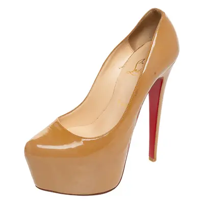 Christian Louboutin Beige Patent Leather Platform Pumps Size