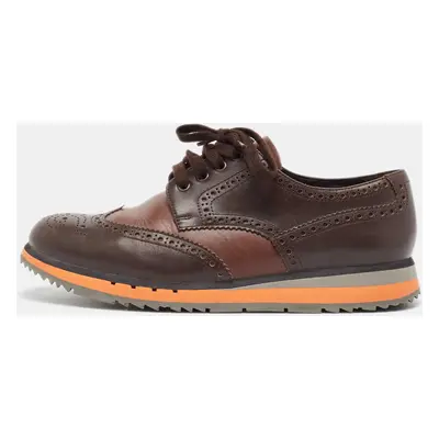 Prada Brown Leather Brogue Lace Up Derby Size