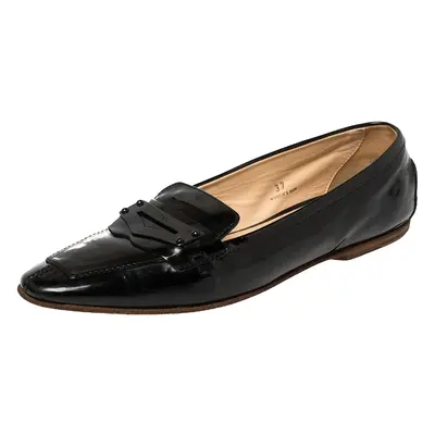 Tod's Black Patent Leather Penny Loafers Size