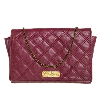 Marc Jacobs Burgundy Quilted Leather Flap Chain Clutch