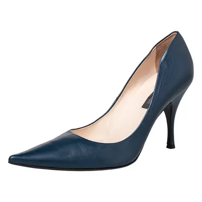 Sergio Rossi Blue Leather Pointed Toe Pumps Size