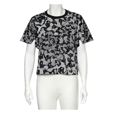 Kenzo Black Abstract Print Cotton Cropped Sweatshirt