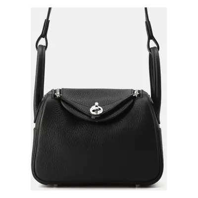 Hermes Black Taurillon Clemence Lindy bag Size Mini