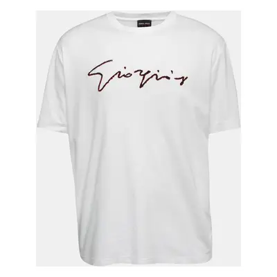 Giorgio Armani White Cotton Signature Logo Detail T-Shirt 3XL