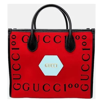 Gucci Red Black Fabric Small Tote Bag (659983)