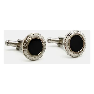 Aigner Onyx Silver Tone Toggle Cufflinks