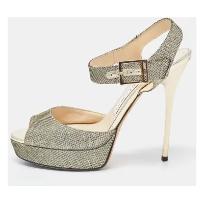 Jimmy Choo Metallic Glitter Slingback Sandals Size