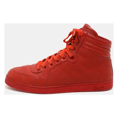 Gucci Red Diamante Leather High Top Sneakers Size