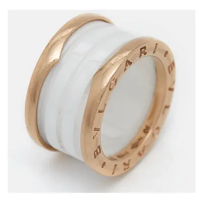 Bvlgari B.Zero1 4-Band White Ceramic 18k Rose Gold Ring Size