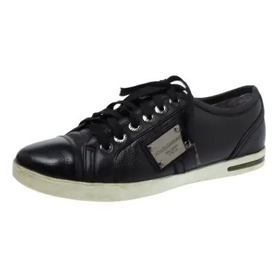 Dolce & Gabbana Black Leather Lace Low Top Sneakers Size