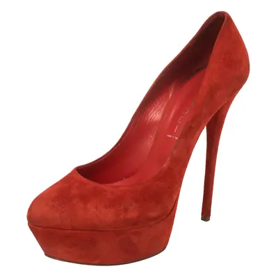 Casadei Red Suede Platform Pumps Size