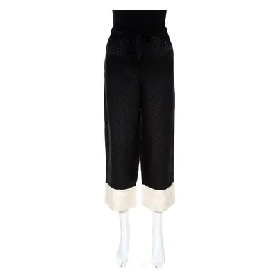 Alexander McQueen Black Silk Jacquard Contrast Hem Detail Pants