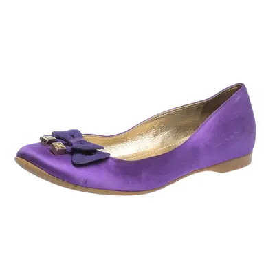 Fendi Purple Satin Bow Ballet Flats Size