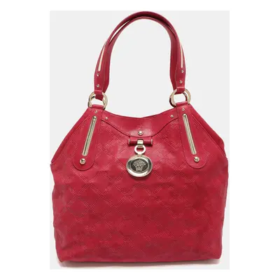 Versace Fuchsia Embossed Leather Icon Medusa Satchel