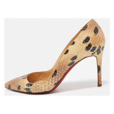 Christian Louboutin Beige/Black Snakeskin Decollete Pumps Size