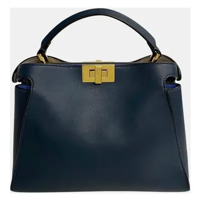 Fendi Navy Blue Peekaboo Leather Handbag