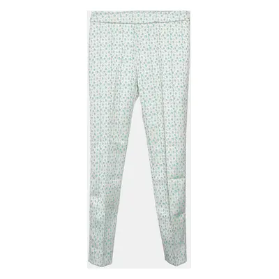 Max Mara Studio Green Floral Jacquard Tapered Leg Trousers