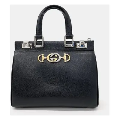 Gucci Black Leather Zumi Top Handle Small Bag