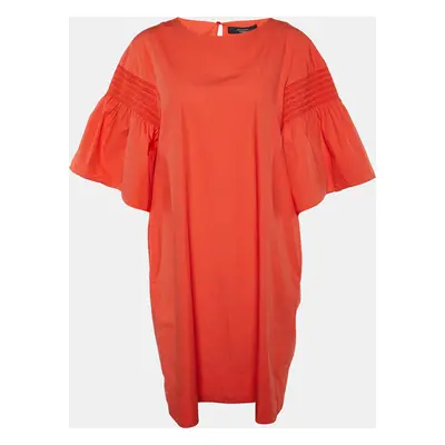 Weekend Max Mara Orange Cotton Shirred Sleeve Mini Dress