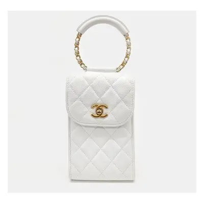 Chanel White Caviar Leather In the Loop Mini Crossbody bag