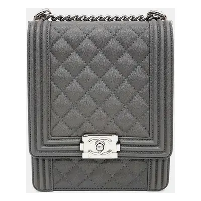 Chanel Grey Caviar Leather Boy Flap Bag