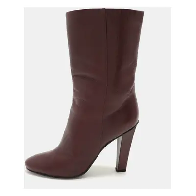 Jimmy Choo Burgundy Leather Ankle Length Boots Size 37.5